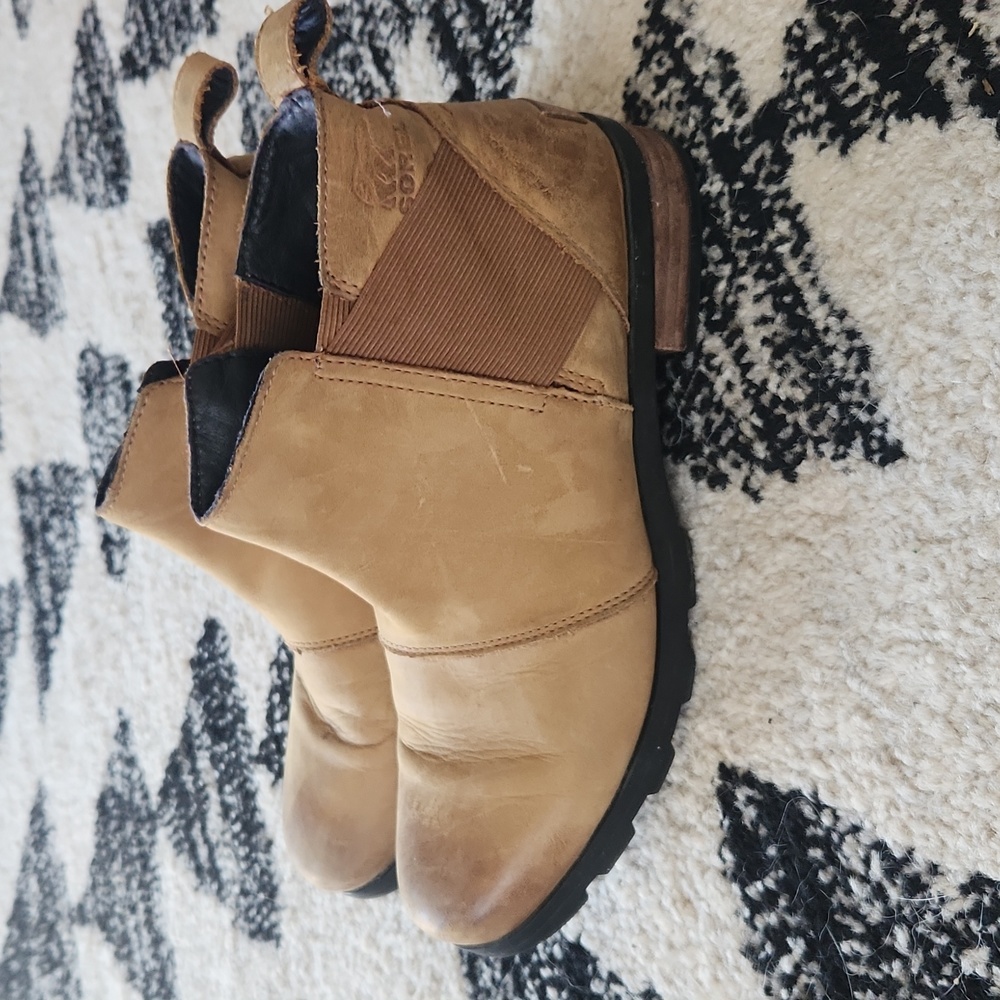 SOREL Emelie Waterproof Leather Chelsea boot camel brown